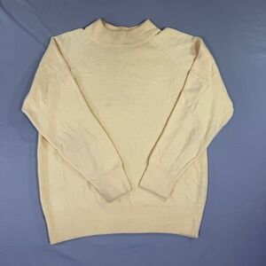 Vintage Sears Sweater Womens Medium Retro 70s Grandmacore Butter Yellow Mod‎